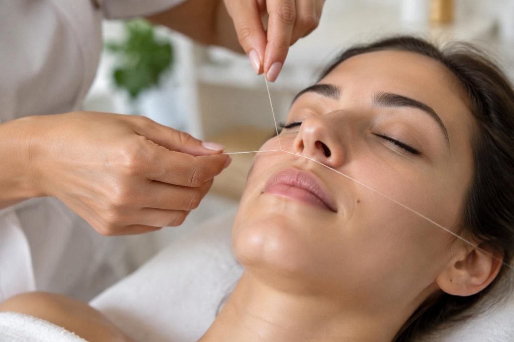 Épilation au fil visage : technique douce pour un teint net et lumineux